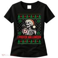 I Prefer Halloween Christmas Sweater Funny Holiday Ugly Xmas Sweatshirt Women's T-Shirt thumb 0