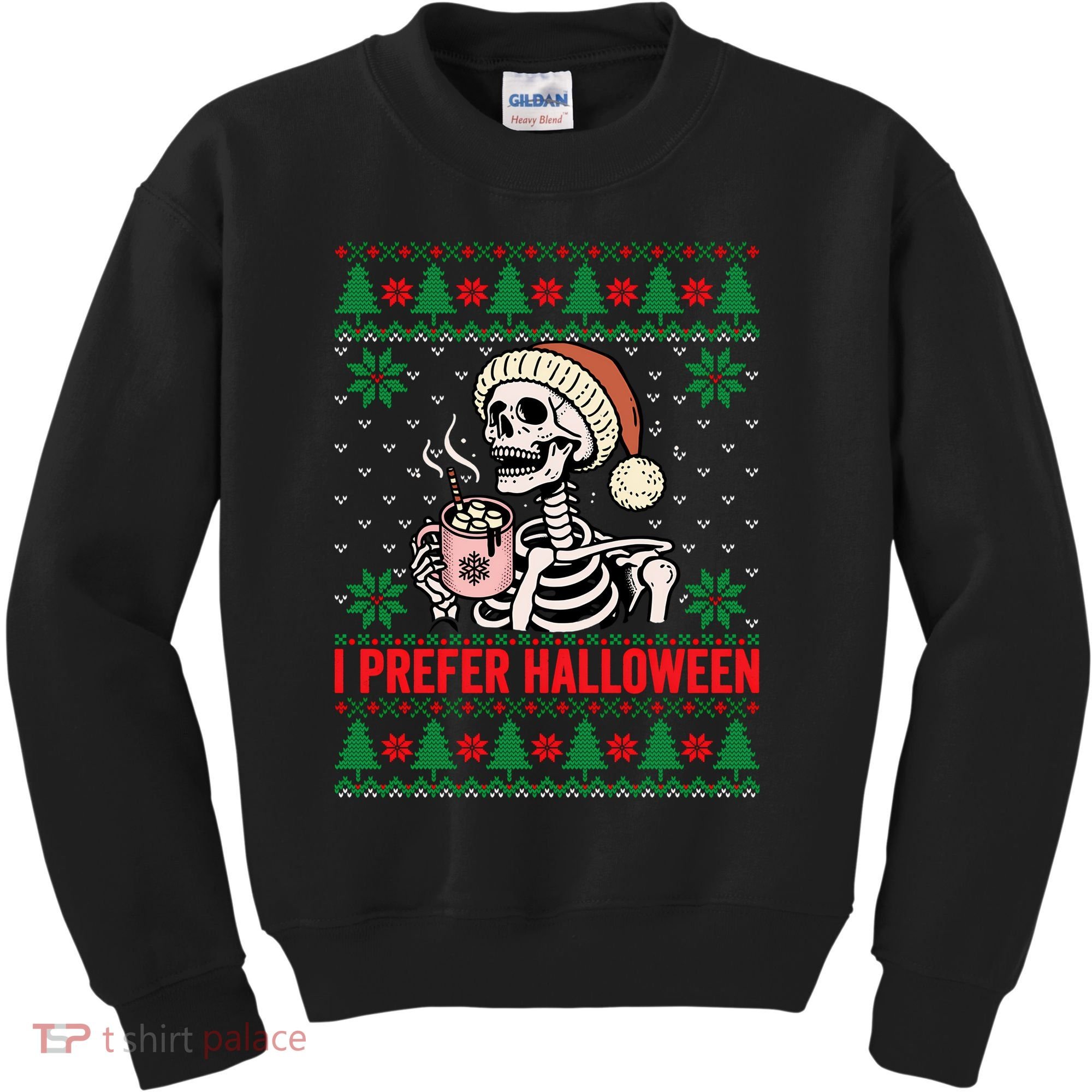 I Prefer Halloween Christmas Sweater Funny Holiday Ugly Xmas Sweatshirt Kids Sweatshirt