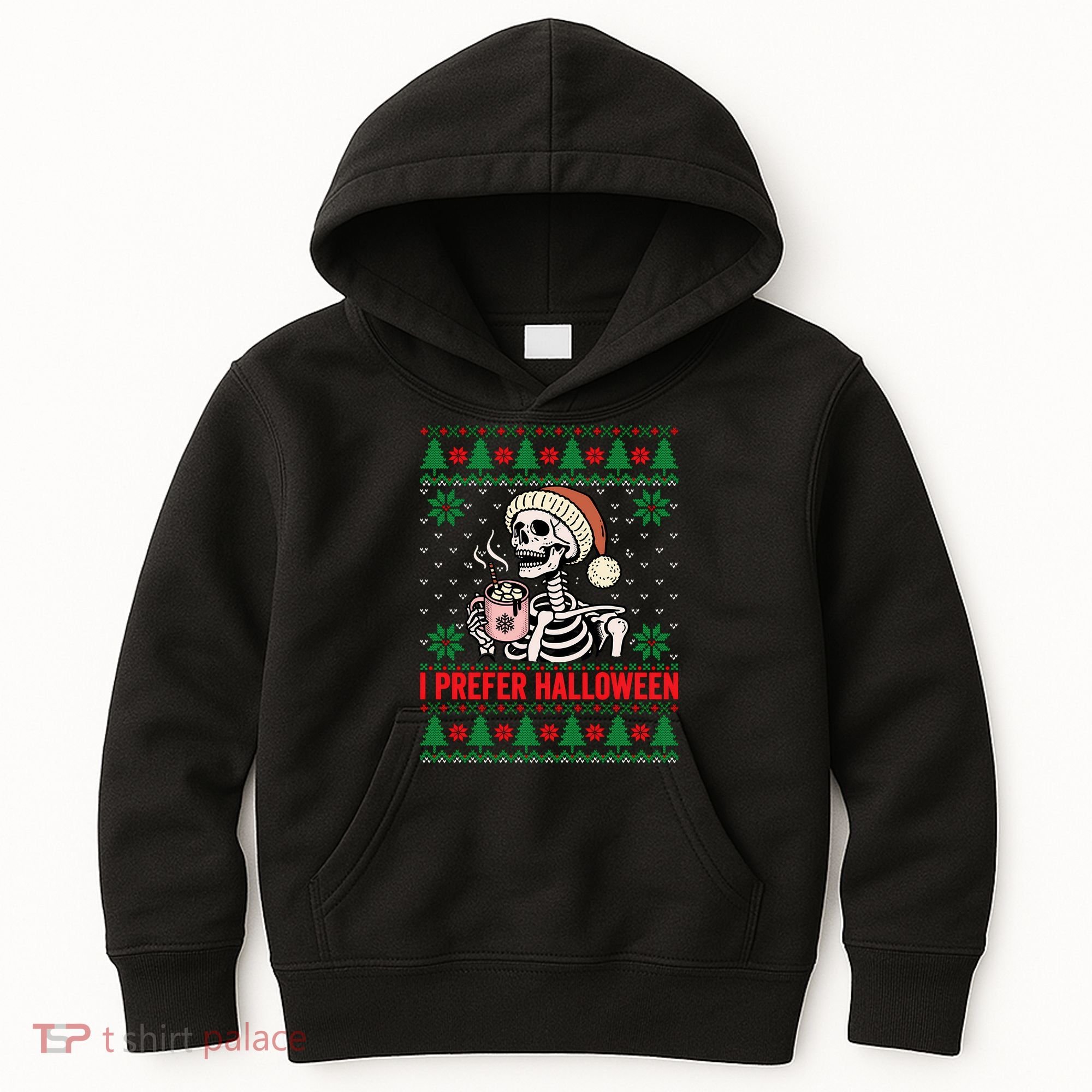 I Prefer Halloween Christmas Sweater Funny Holiday Ugly Xmas Sweatshirt Kids Hoodie