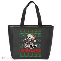 I Prefer Halloween Christmas Sweater Funny Holiday Ugly Xmas Sweatshirt Tote Bag thumb 0