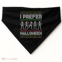 I Prefer Halloween Christmas Funny Ugly Xmas Sweater Holiday USA-Made Doggie Bandana thumb 0