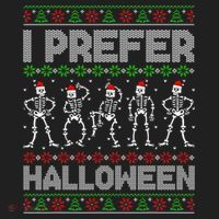 I Prefer Halloween Christmas Funny Ugly Xmas Sweater Holiday Beanie thumb 2