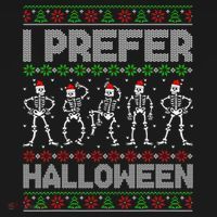 I Prefer Halloween Christmas Funny Ugly Xmas Sweater Holiday Women's Hoodie thumb 2