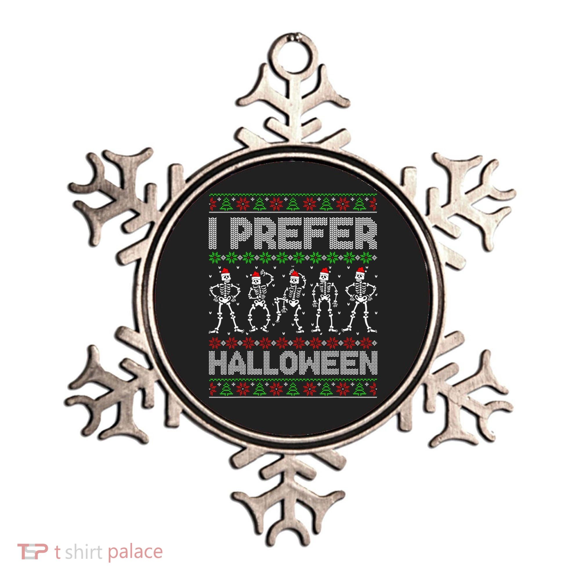I Prefer Halloween Christmas Funny Ugly Xmas Sweater Holiday Ornament