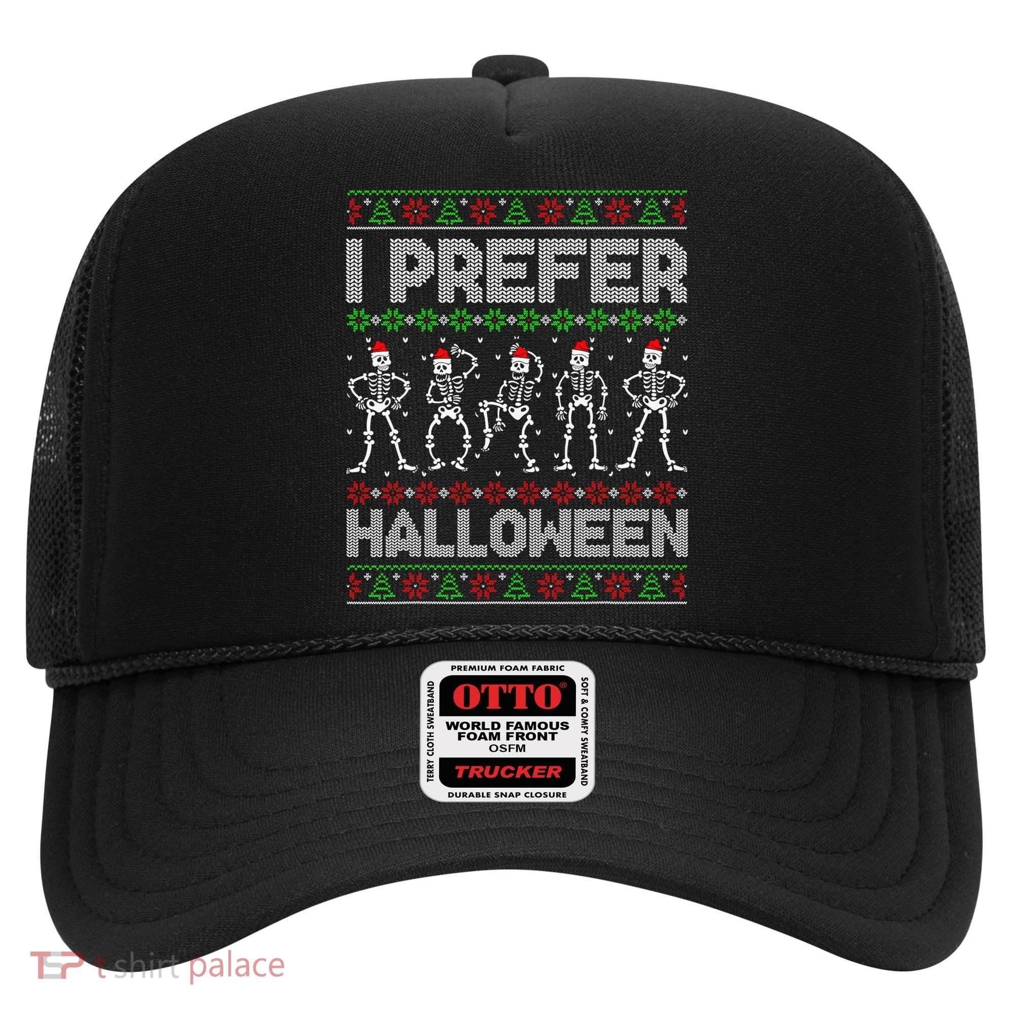 I Prefer Halloween Christmas Funny Ugly Xmas Sweater Holiday Hat