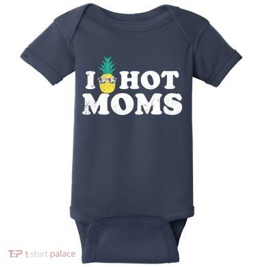 I Pineapple Hot Moms Upside Down I Heart Funny Swinger Baby Bodysuit