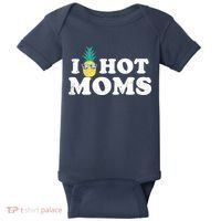 I Pineapple Hot Moms Upside Down I Heart Funny Swinger Baby Bodysuit thumb 0