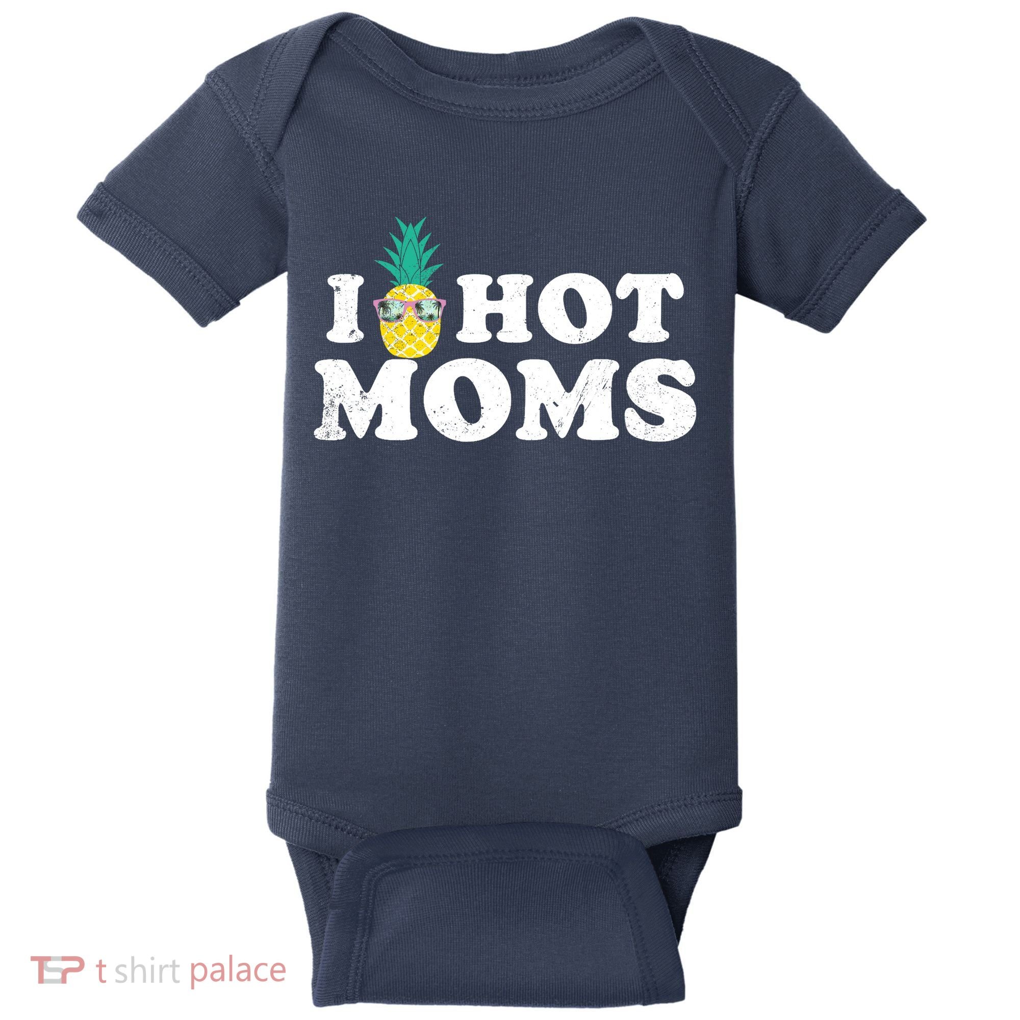 I Pineapple Hot Moms Upside Down I Heart Funny Swinger Baby Bodysuit