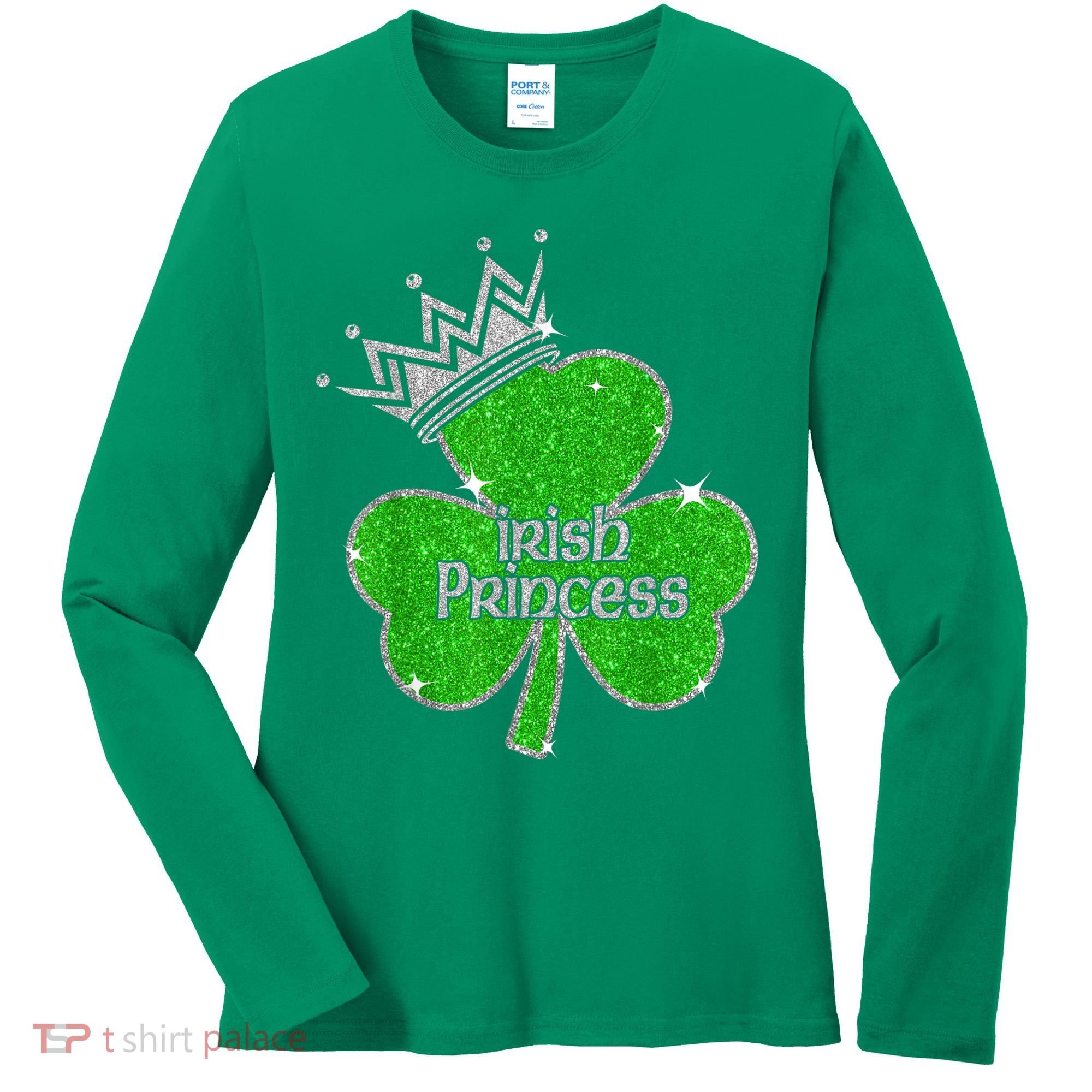 Irish Princess Happy St Patricks Day Shamrock Women's Long Sleeve Shirt