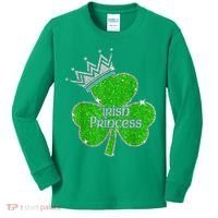Irish Princess Happy St Patricks Day Shamrock Kids Long Sleeve Shirt thumb 0