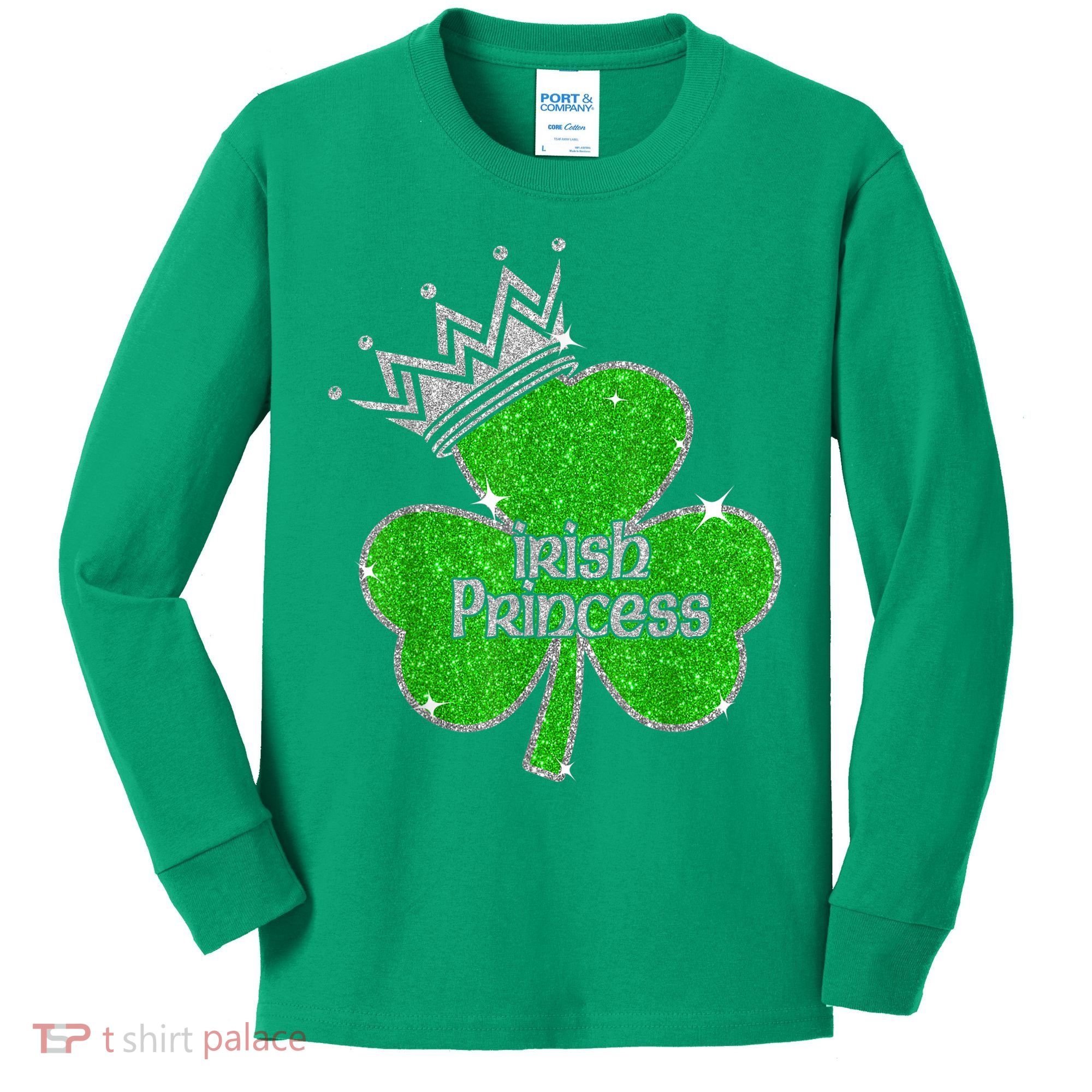 Irish Princess Happy St Patricks Day Shamrock Kids Long Sleeve Shirt