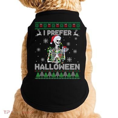 I Prefer Halloween Christmas Funny Skeleton Xmas Gift Doggie Tank