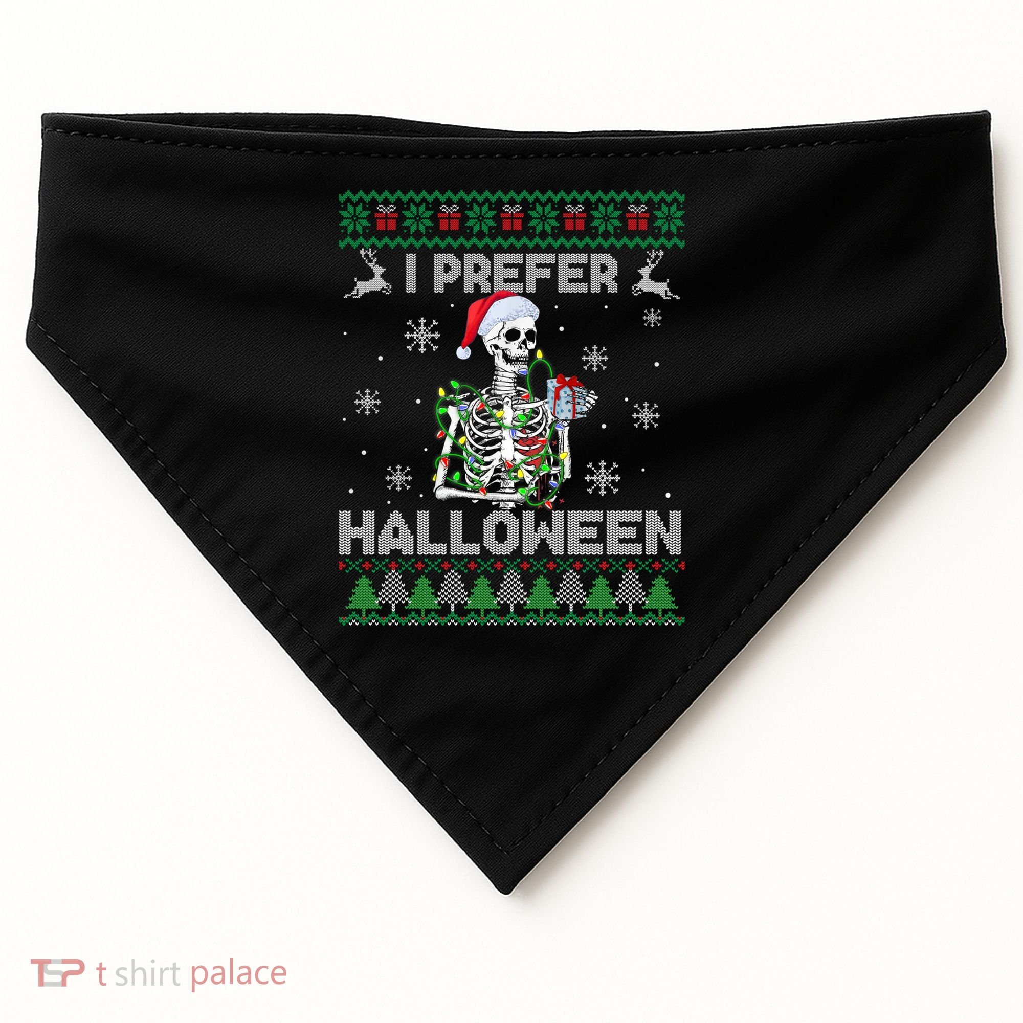 I Prefer Halloween Christmas Funny Skeleton Xmas Gift USA-Made Doggie Bandana
