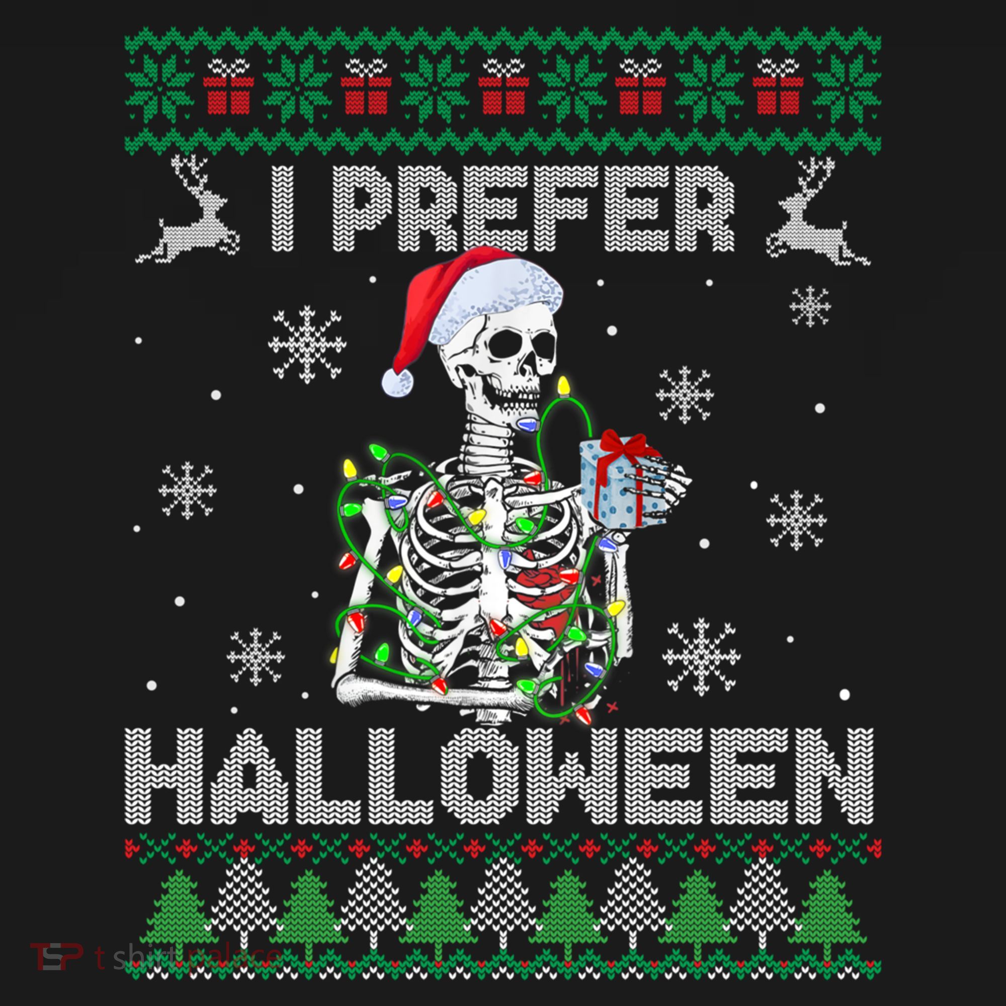 I Prefer Halloween Christmas Funny Skeleton Xmas Gift Bucket Hat