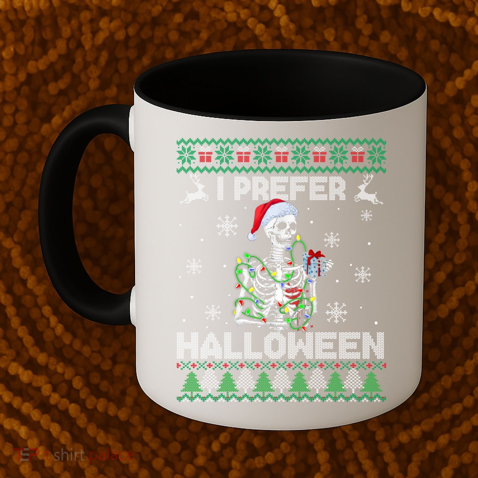 I Prefer Halloween Christmas Funny Skeleton Xmas Gift Coffee Mug