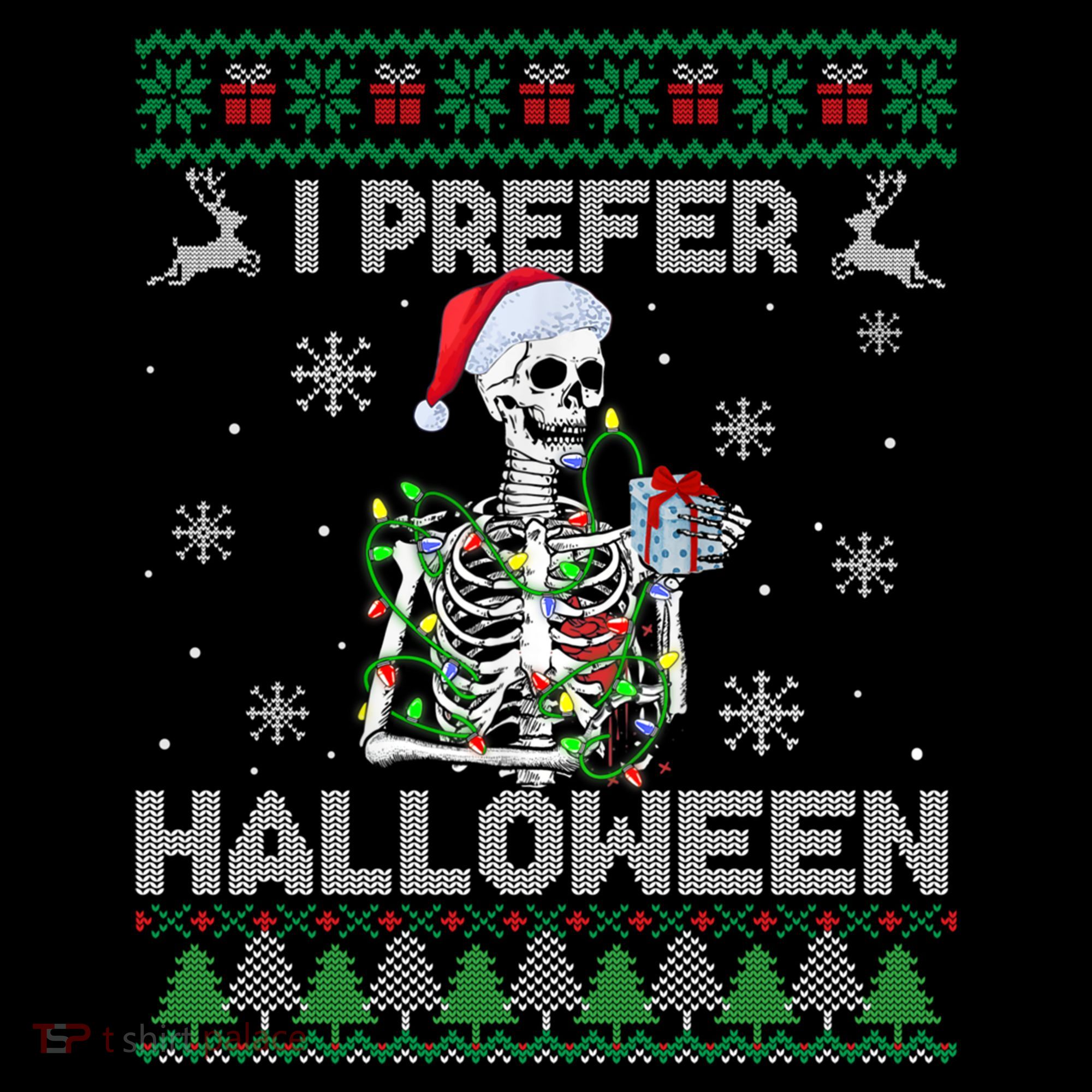 I Prefer Halloween Christmas Funny Skeleton Xmas Gift Ornament