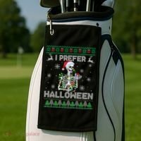 I Prefer Halloween Christmas Funny Skeleton Xmas Gift Golf Towel thumb 2
