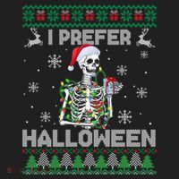 I Prefer Halloween Christmas Funny Skeleton Xmas Gift Golf Towel thumb 3