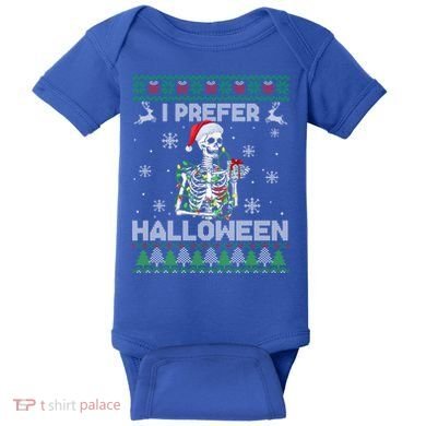I Prefer Halloween Christmas Funny Skeleton Xmas Gift Baby Bodysuit