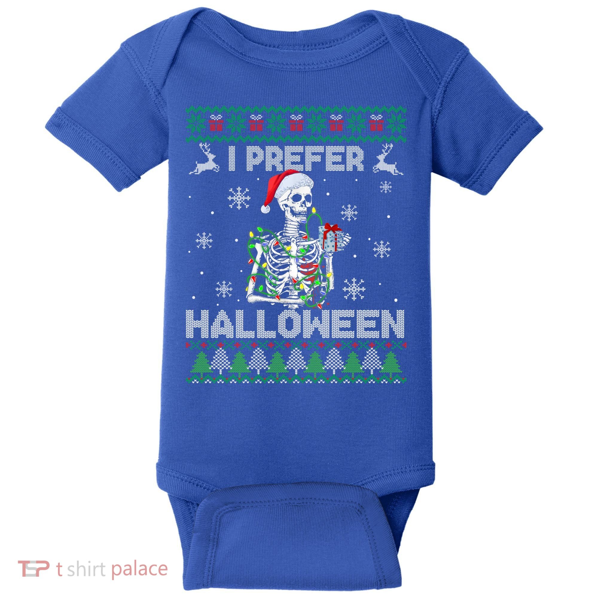 I Prefer Halloween Christmas Funny Skeleton Xmas Gift Baby Bodysuit