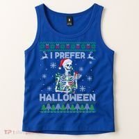 I Prefer Halloween Christmas Funny Skeleton Xmas Gift Tank Top thumb 2