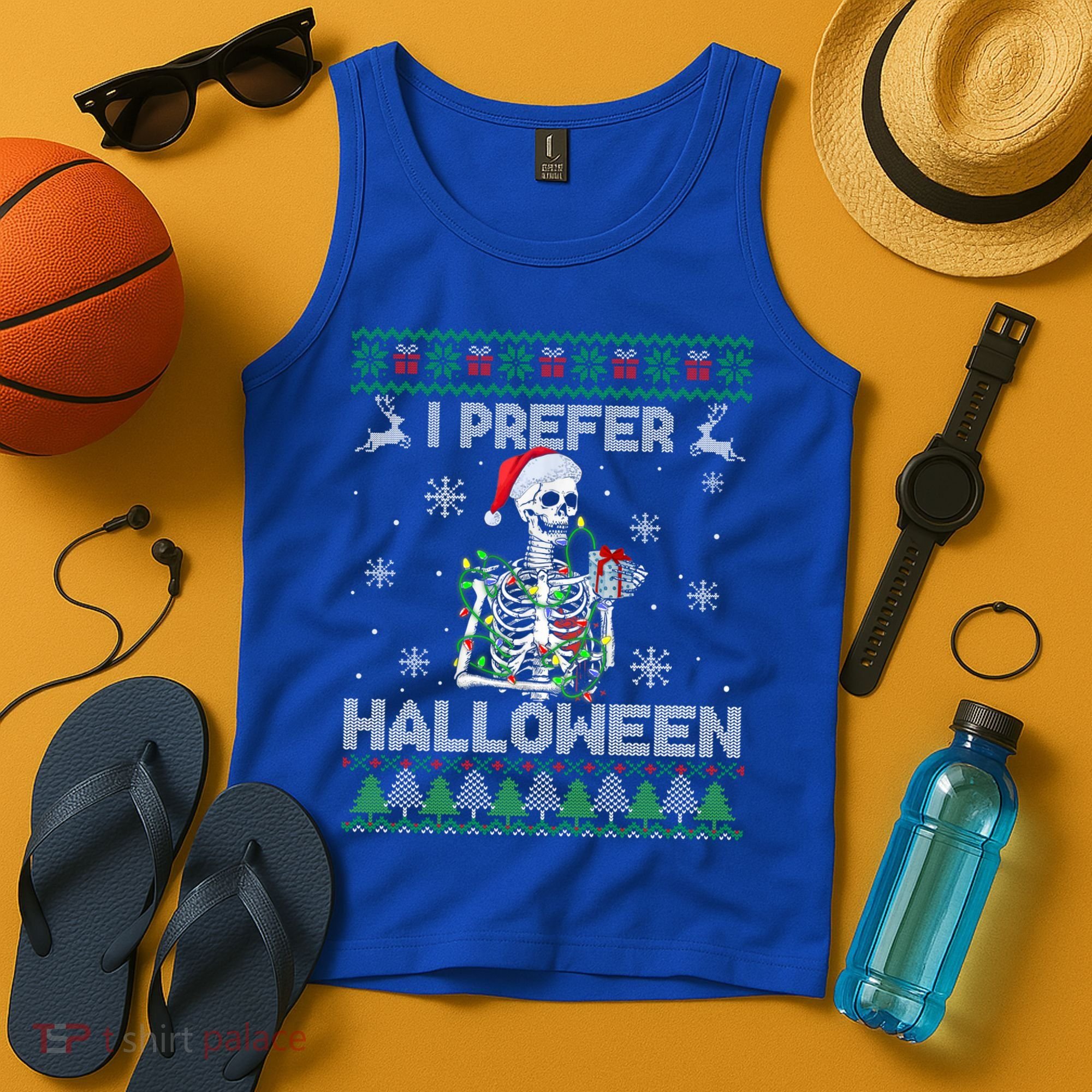 I Prefer Halloween Christmas Funny Skeleton Xmas Gift Tank Top