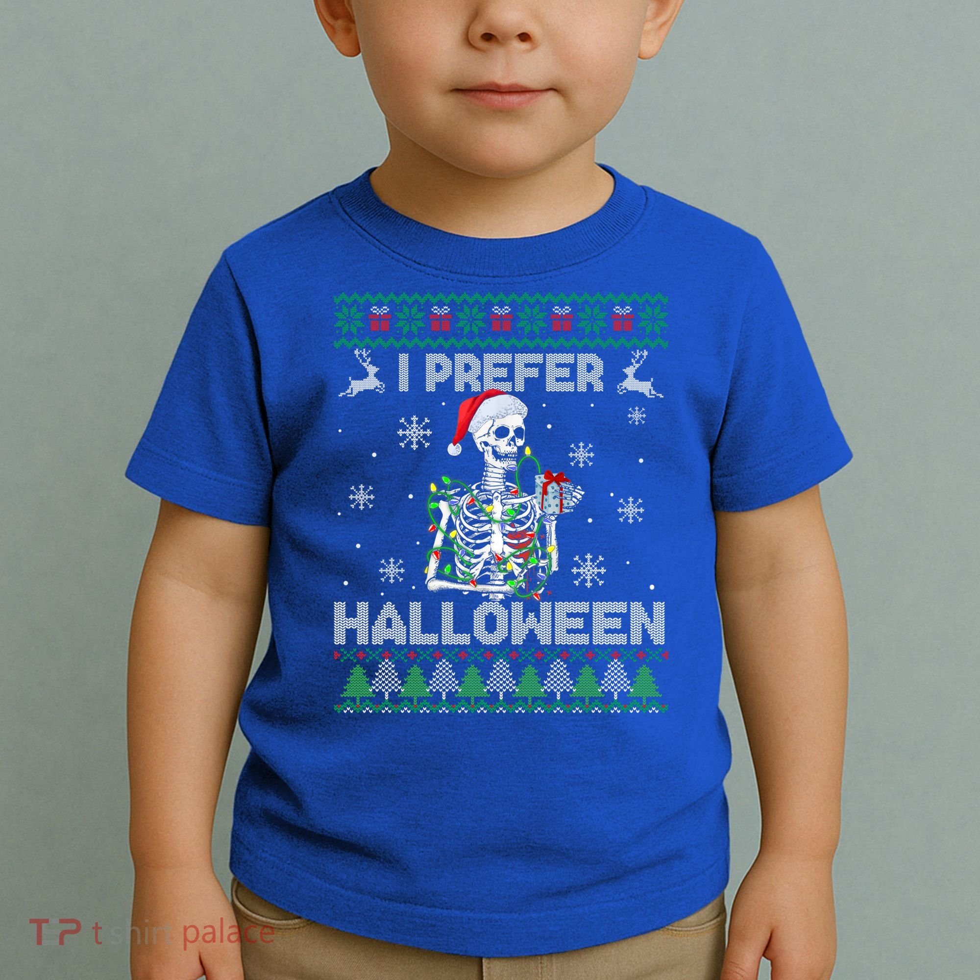 I Prefer Halloween Christmas Funny Skeleton Xmas Gift Toddler T-Shirt