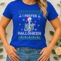 I Prefer Halloween Christmas Funny Skeleton Xmas Gift Women's T-Shirt thumb 2