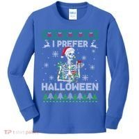 I Prefer Halloween Christmas Funny Skeleton Xmas Gift Kids Long Sleeve Shirt thumb 0