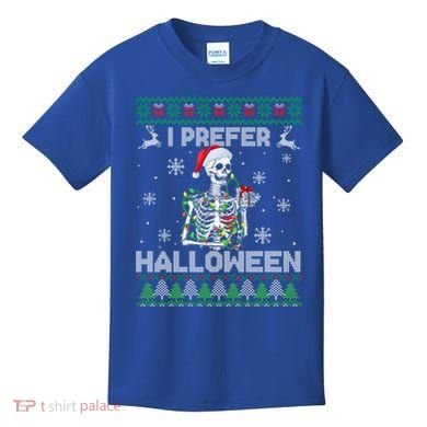 I Prefer Halloween Christmas Funny Skeleton Xmas Gift Kids T-Shirt