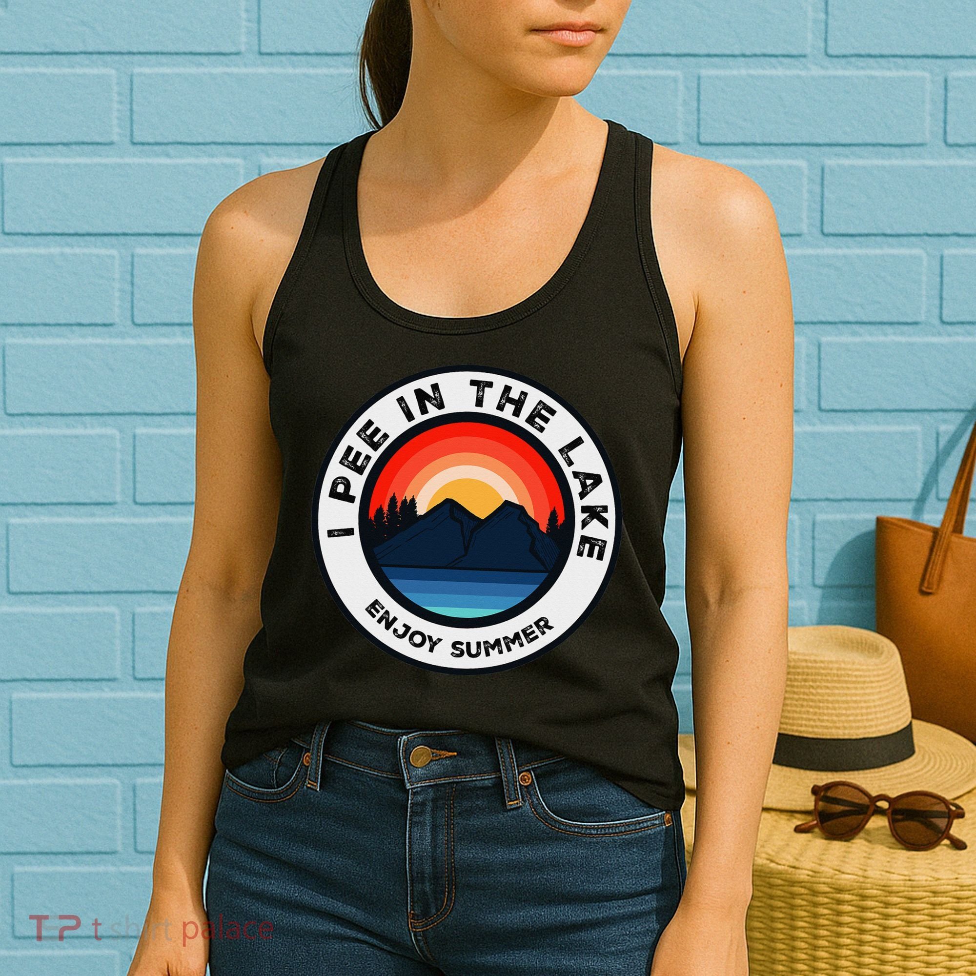 I Pee In The Lake Funny Summer Vacation Family Women's Tank Top