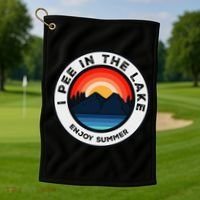 I Pee In The Lake Funny Summer Vacation Family Golf Towel thumb 1