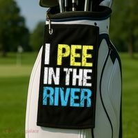 I Pee In The River Funny Summer Golf Towel thumb 2