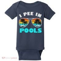I Pee In Pools Sunglasses Summer Vacation Swimming Baby Bodysuit thumb 0