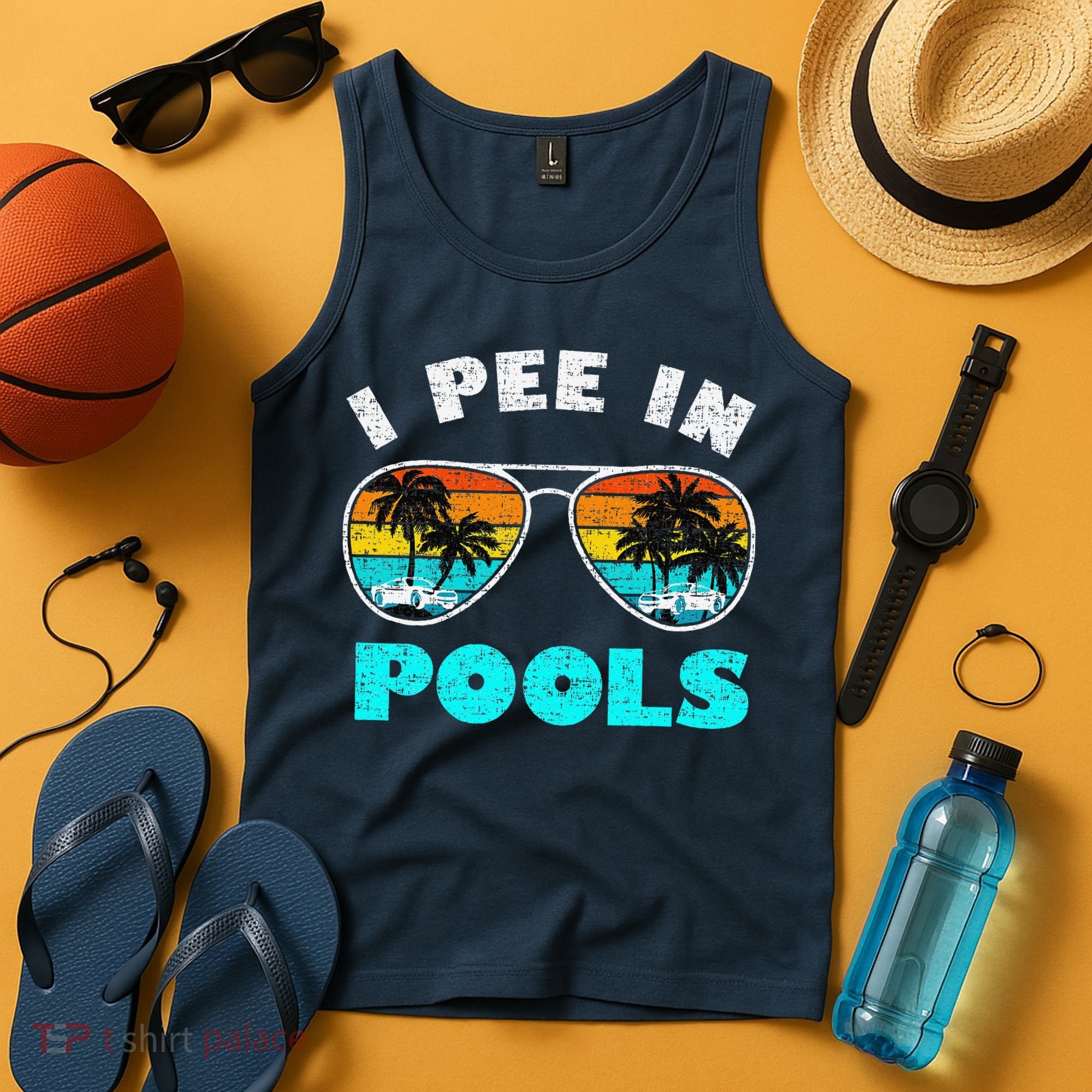 I Pee In Pools Sunglasses Summer Vacation Swimming Tank Top