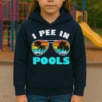 I Pee In Pools Sunglasses Summer Vacation Swimming Kids Hoodie thumb 3