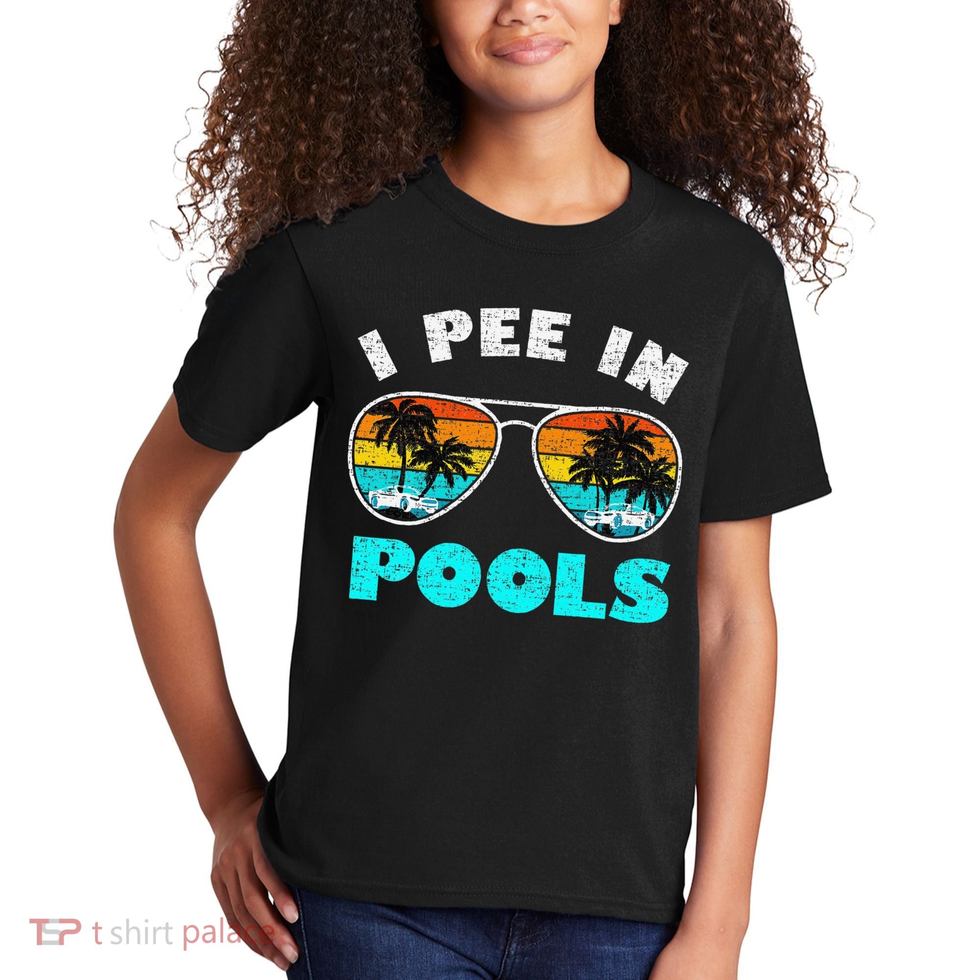 I Pee In Pools Sunglasses Summer Vacation Swimming Kids T-Shirt