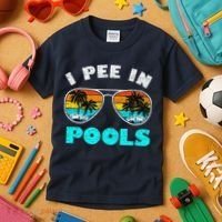 I Pee In Pools Sunglasses Summer Vacation Swimming Kids T-Shirt thumb 3