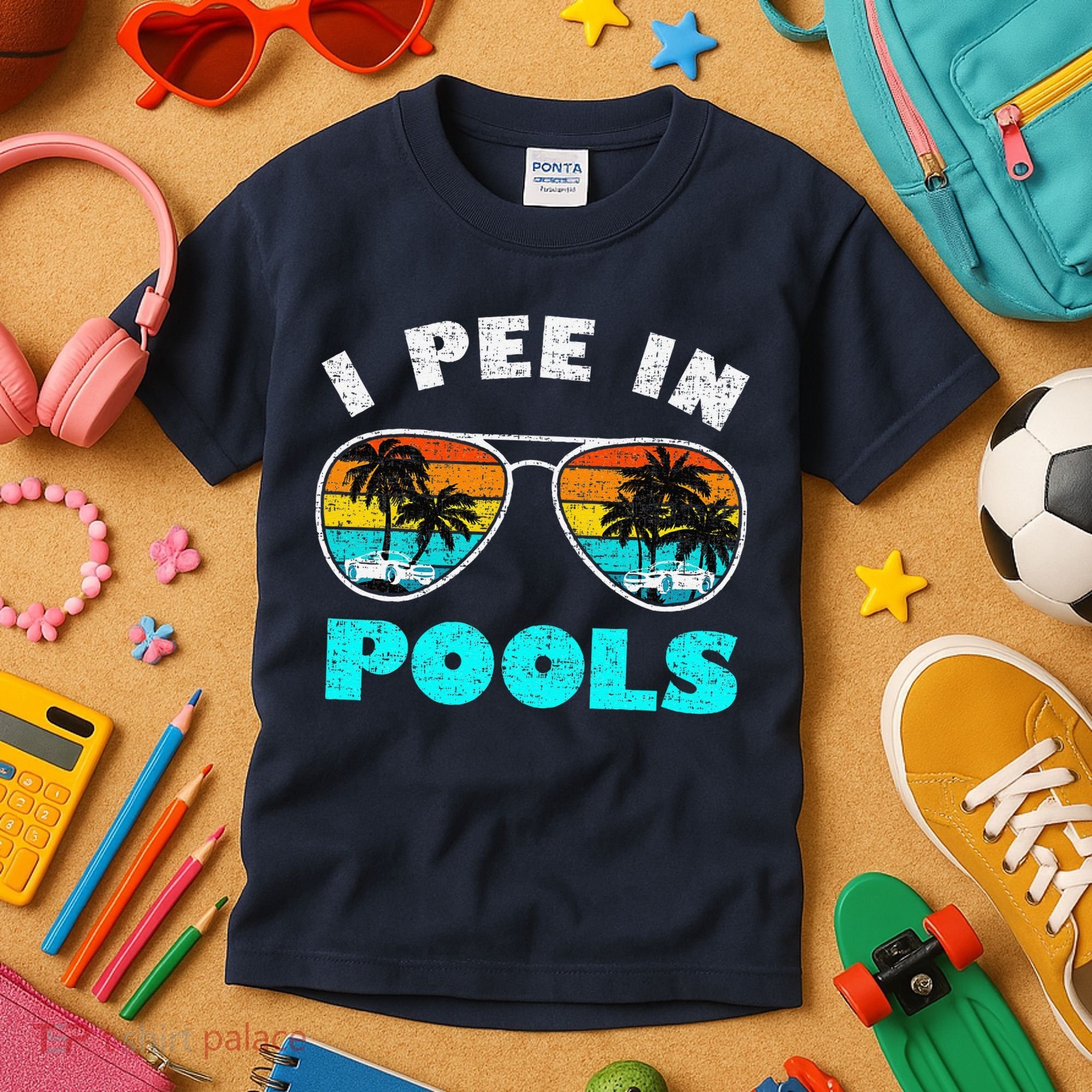 I Pee In Pools Sunglasses Summer Vacation Swimming Kids T-Shirt
