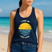 I PEE IN THE LAKE Funny Summer Vacation Boating Swimming Women's Tank Top thumb 2