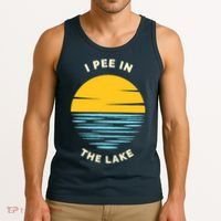 I PEE IN THE LAKE Funny Summer Vacation Boating Swimming Tank Top thumb 3