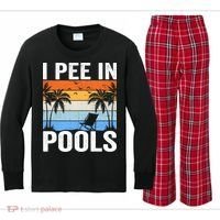 I Pee In Pools Sarcastic Sayings For Pools Lovers Kids Long Sleeve Plaid Pajama Set thumb 0