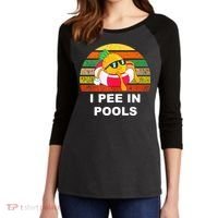 I Pee In Pools Women's Tri-Blend 3/4-Sleeve Raglan Shirt thumb 2