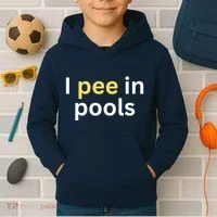 I Pee In Pools Funny Kids Hoodie thumb 2
