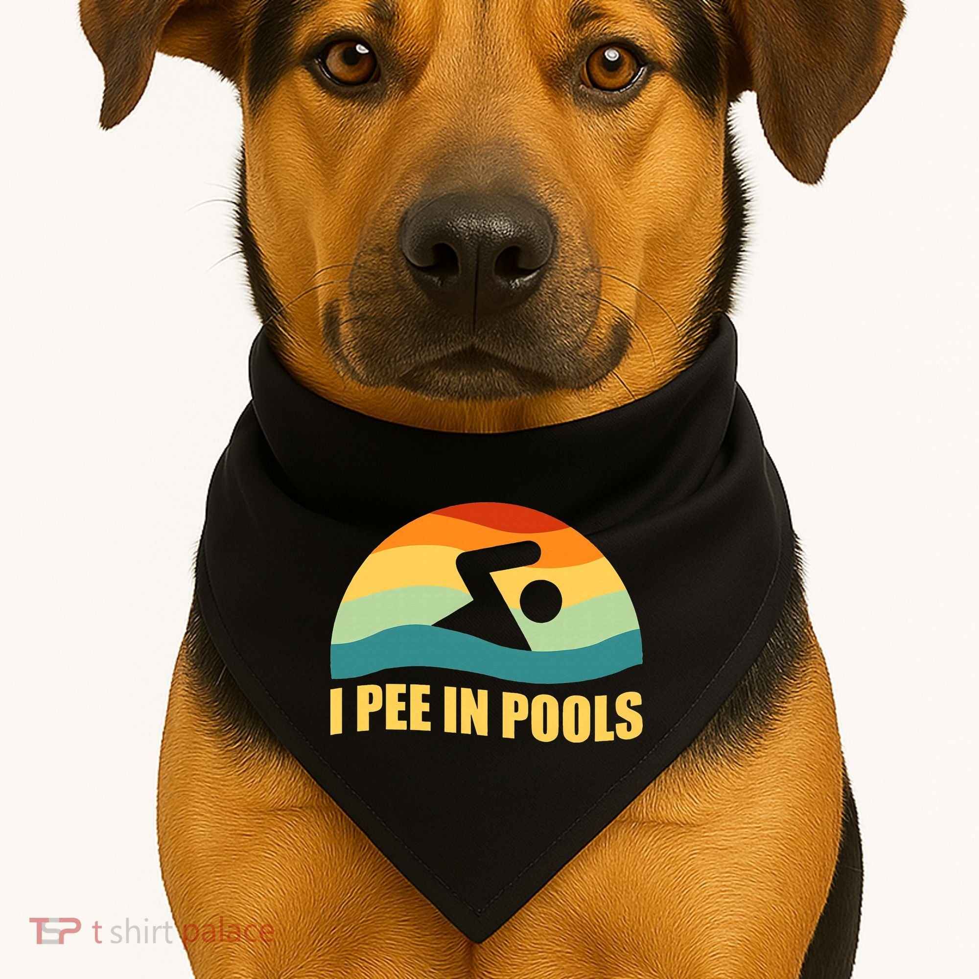 I Pee In Pools Retro Vacation Humor Swimming I Pee In Pools USA-Made Doggie Bandana