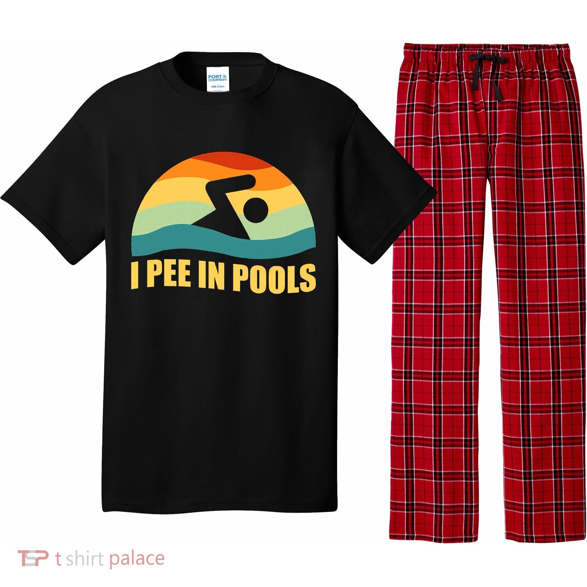 I Pee In Pools Retro Vacation Humor Swimming I Pee In Pools Pajama Set