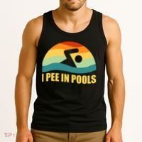 I Pee In Pools Retro Vacation Humor Swimming I Pee In Pools Tank Top thumb 3