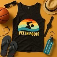 I Pee In Pools Retro Vacation Humor Swimming I Pee In Pools Tank Top thumb 4