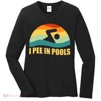I Pee In Pools Retro Vacation Humor Swimming I Pee In Pools Women's Long Sleeve Shirt thumb 0