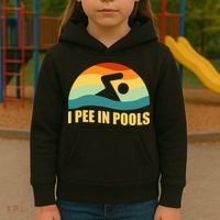 I Pee In Pools Retro Vacation Humor Swimming I Pee In Pools Kids Hoodie thumb 3